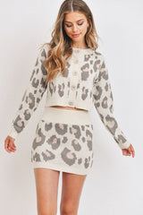 Two Piece Cheetah Print Sweater Set