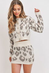 Two Piece Cheetah Print Sweater Set