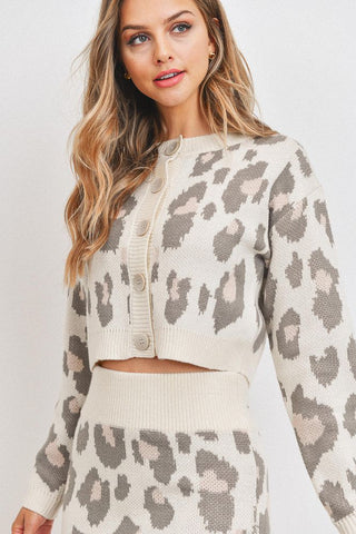 Two Piece Cheetah Print Sweater Set