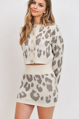 Two Piece Cheetah Print Sweater Set