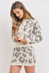 Two Piece Cheetah Print Sweater Set