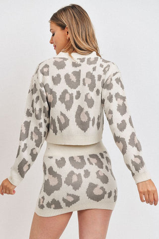 Two Piece Cheetah Print Sweater Set