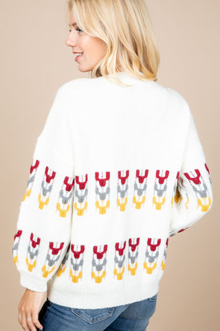 COLOR BLOCK EMBROIDERED SWEATER