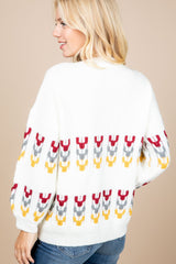 COLOR BLOCK EMBROIDERED SWEATER